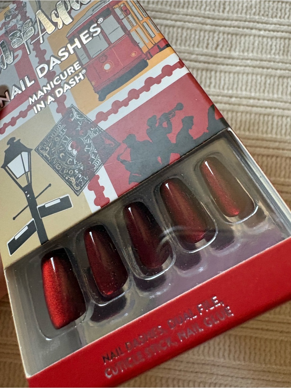 Red Aspen Nail Dashes Red Press-On Nails Strolling Down Bourbon Street Solana
